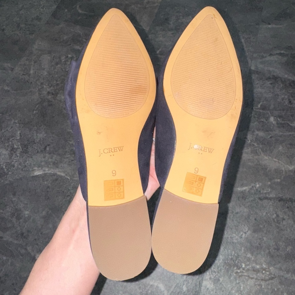 J. Crew Navy Blue Suedes Bow Mules Size 9 - Picture 8 of 8